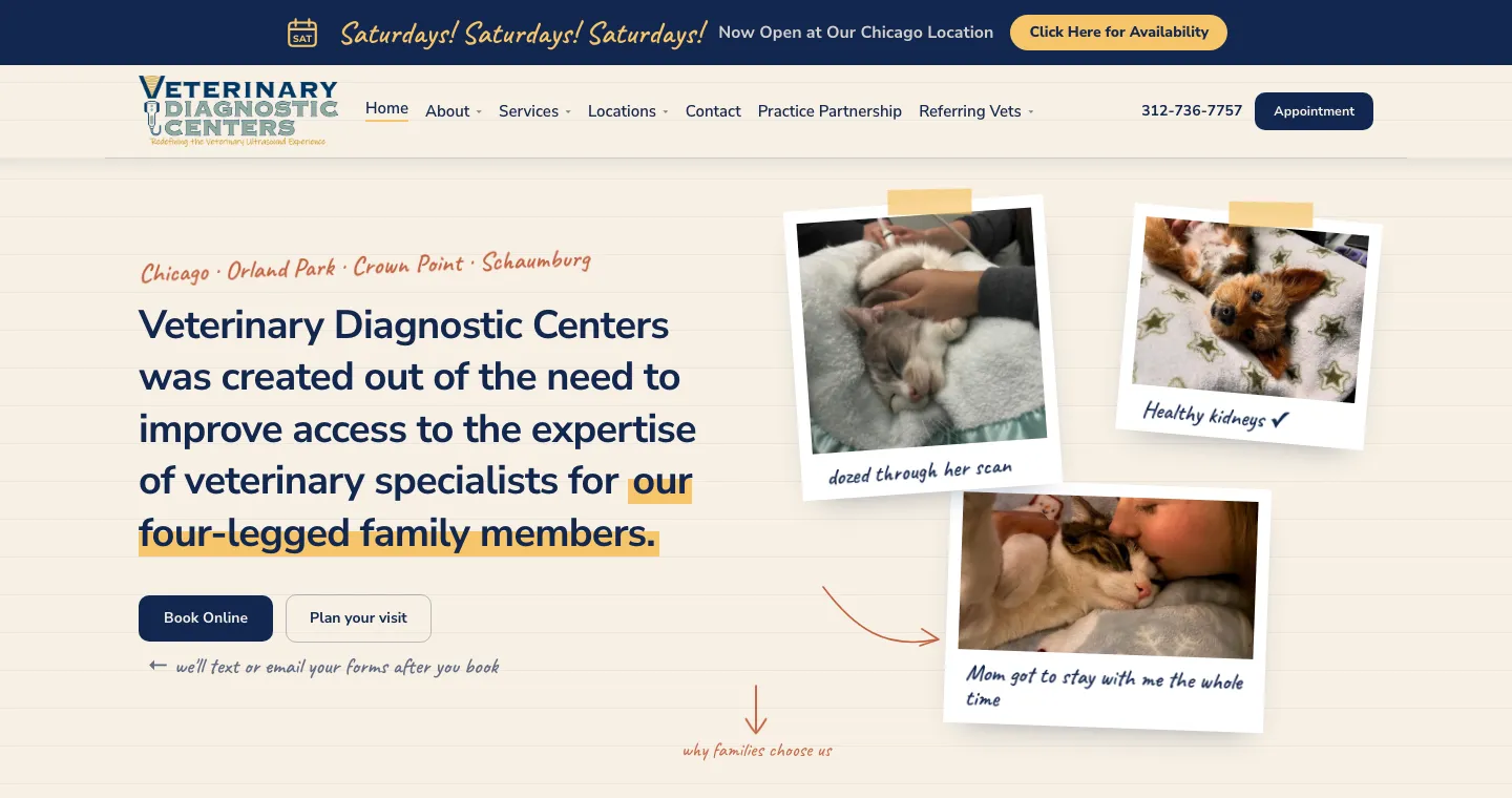 The homepage of Veterinary Diagnostic Centers at vdc.vet
